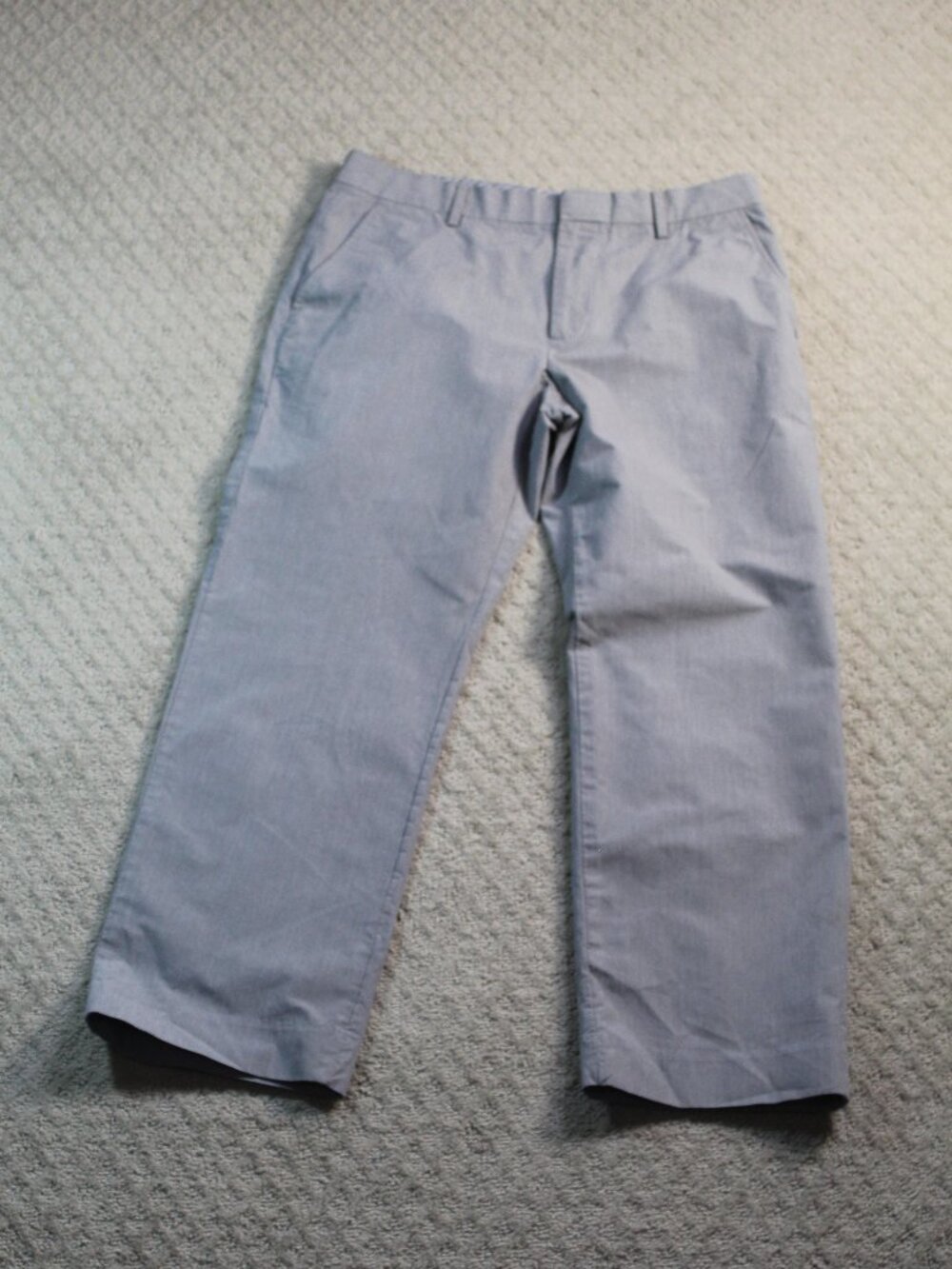 Banana Republic Size 33x30 100% Cotton High Rise Grey Striped Trousers